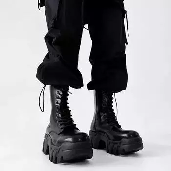 2025 Tooling High Top Men s and Women s Platform Tank Long Tube Tide Big Head Inner Heightening Locomotive Bulldozer Boots 36