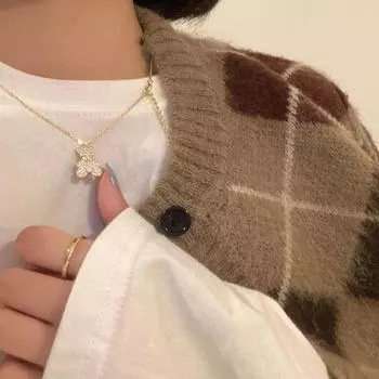 2025 Trendy Bear Clavicle ожерелье - легкий роскошный нишевый дизайн для женщин Bear Necklace жемчужный