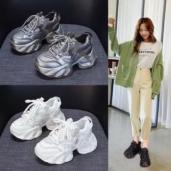 2025 Trendy Dad Shoes: Spring/Summer Platform Sneakers with Thick Soles for Women 37