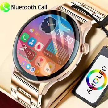 2025 True AMOLED умные часы женские экран всегда показывает время 466*466 HD трекер здоровья голосовые вызовы умные часы женские для Xiaomi Silicon чёрный