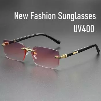 2025 унисекс модные солнцезащитные очки UV400 для мужчин и женщин модные ретро прямоугольные солнцезащитные очки классические сверхлегкие солнцезащитные очки без оправы As Picture прозрачный