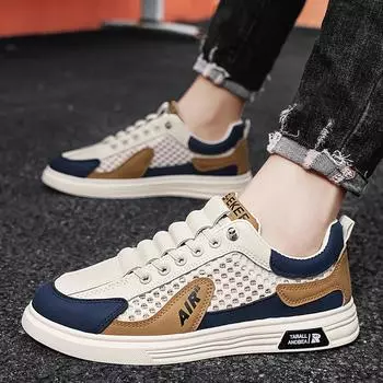 2025 универсальные новые летние дышащие сетчатые туфли мужские сетчатые повседневные белые туфли спортивные толстая подошва туфли прилив 39