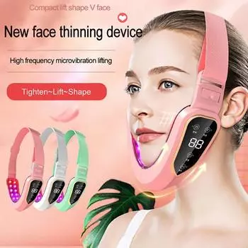 2025 Устройство для подтяжки лица Светодиодная фотонная терапия Вибрационный массажер для похудения лица Двойной подбородок V-образная подтяжка щек Лицо зелёный