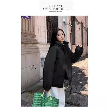 2025 утепленная утолщенная хлопковая куртка с капюшоном на шнурке, модная короткая, женская, осенне-зимняя, повседневная M