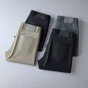 2025 Весна и лето Качественные деловые мужские брюки Tencel Modal Мужские узкие прямые повседневные костюмные брюки 29 чёрный