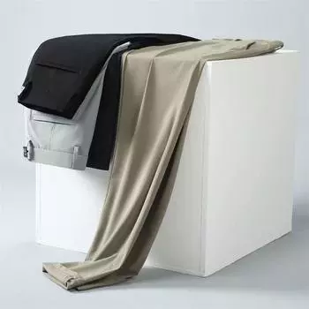 2025 Весна и лето Новые мужские брюки Свободные, повседневные, универсальные, прямые, свободные брюки в стиле вестерн, повседневные деловые брюки 29 светло-серый