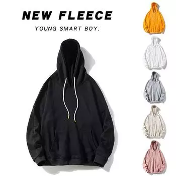 2025 Весна и осень Новая свободная большая пара однотонная толстовка с капюшоном для мужчин и женщин M белый