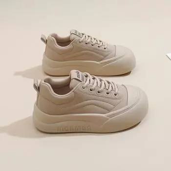 2025 Весна и Осень Новые Маленькие Белые Туфли Для Девочек Тренд Универсальные Нишевые Повседневные Туфли Для Бордбординга Туфли Для Бордбординга Платформа NK857 35 хаки