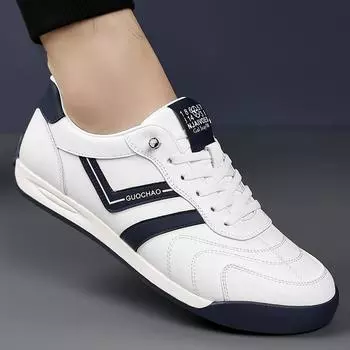 2025 Весна и осень Новые мужские кожаные туфли для отдыха на открытом воздухе, мужские кожаные туфли с круглым носком, модные повседневные туфли для мужчин 2302 38 белый