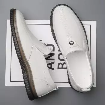 2025 Весна и осень Новые мужские повседневные кожаные туфли Мужские туфли ручной работы онлайн из мягкой кожи с мягкой подошвой для папы Одиночные туфли 3066 38 белый