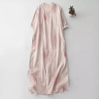 2025 Весна и Осень Улучшенный Чеонгсам с рукавом семь четвертей Женская Ранняя Осень Полуоткрытая Планка Печатная Одежда Zen Tea M