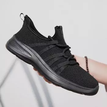 2025 Весна и Осень Женские Кроссовки Для Бега На Шнуровке Сетчатые Легкие Рукава Повседневные Кроссовки Для Бега Большой Размер 44 35 чёрный
