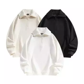 2025 Весна и Осень Зима Новая Толстовка С Капюшоном На Полумолнии Мужская Высококачественная Тяжелая Пальто Расслабляющий Воротник-Стойка Rascal Красивый Ретро Топ S абрикосовый