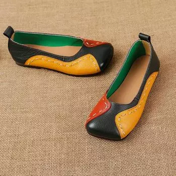 2025 Весна квадратный носок балетки женские туфли из коровьей кожи ручной работы женские нашивки балетки класса люкс женские этнические повседневные мокасины 35 бордовый