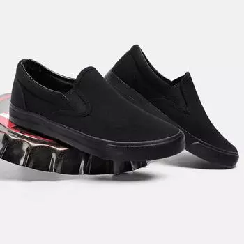 2025 Весна Лето Модные Тканевые Туфли Мужские Лоферы Плоские Крутые Уличные Черные Туфли Молодого Человека Слипоны Плюс Размер 45 39 чёрный