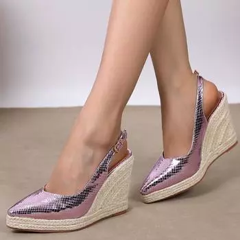 2025 Весна Лето Модные Высокие Каблуки Женские Туфли Для Вечеринок Брендовые Современные Женские Туфли На Танкетке 10 см Черные Фиолетовые Большие Размеры 42 35 чёрный