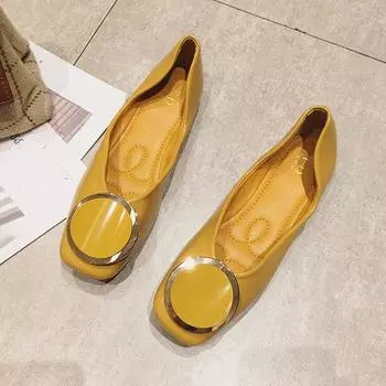 2025 Весна Лето Мягкие Туфли Женские Плоские Модные Брендовые Элегантные Женские Тонкие Туфли Черный Красный Желтый Большой Размер 42 35 чёрный