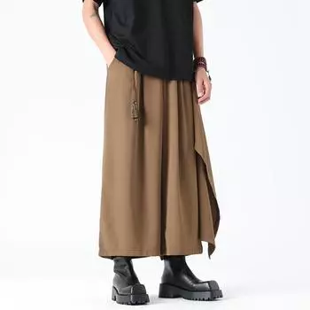 2025 Весна Лето Мужские Брюки Винтажные Однотонные Шаровары Мужские Повседневные Брюки в Стиле Харадзюку Мужские Женские Брюки 5XL темно серый