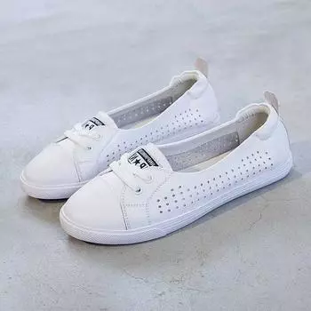 2025 Весна Лето Натуральная Кожа Туфли Женские Плоские Повседневные Туфли Мягкие Удобные Модные Брендовые Женские Туфли Из Коровьей Кожи Черно-Белые Большие Размеры 42 34 чёрный