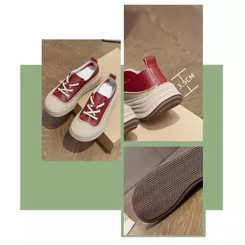 2025 Весна Лето Натуральная Кожа Женские Повседневные Туфли Мягкие Плоские Туфли Из Коровьей Кожи Красные Черные Белые Туфли Толстая Подошва 3,5 см Бренд Laides Кроссовки 35 белый