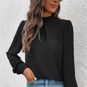 2025 Весна/Лето Новая Модная Цветная Верхняя Рубашка С Длинным Рукавом S чёрный