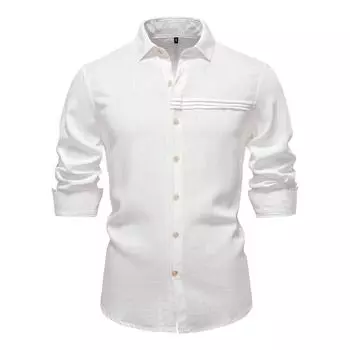 2025 Весна/Лето Новая мужская повседневная деловая рубашка Однотонная рубашка с длинным рукавом европейского размера S белый