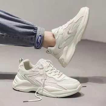 2025 Весна Лето Обувь Мужские Кроссовки Дышащая Сетка Брендовая Обувь Уличный Стиль Белый Мягкая Толстая Подошва 39 бежевый