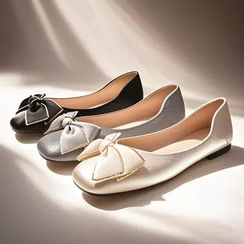 2025 Весна Лето Обувь Женские Плоские Модные Женские Туфли-лодочки Бабочка Узел Брендовые Балетки Черный Синий Плюс Размер 42 35 чёрный
