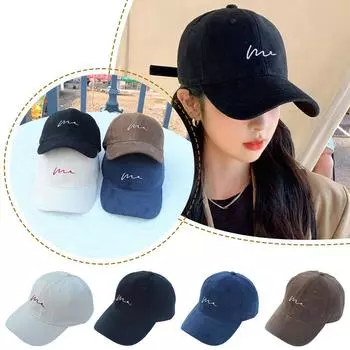 2025 Весна Лето Простая однотонная вышитая солнцезащитная бейсболка с универсальным лицом, маленькая кепка U K0F4 Red-One size