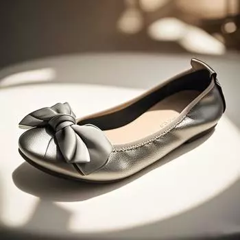 2025 Весна Лето Туфли Женские Плоские Туфли Бабочка Узел Одиночные Туфли Элегантные Женские Брендовые Мягкие Плоские Туфли Плюс Размер 42 35 бежевый