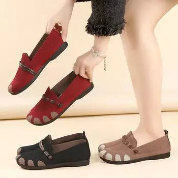 2025 Весна/Лето Женские дышащие сетчатые туфли на плоской подошве Le Fu Shoes Round Head New Shallow Mouth Comfortable Mother Shoes 36