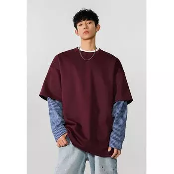 2025 Весна Мужская Повседневная Толстовка С Капюшоном Мужская Уличная Одежда Harajuku Пуловер Мужской Лоскутный Свободный О-Образный Вырез Модные Хип-Хоп Толстовки 3XL светло-серый