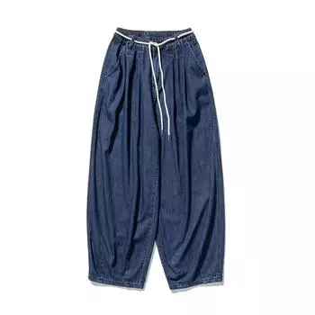 2025 Весна Мужские свободные джинсовые брюки Мужские винтажные джинсы с эластичной резинкой на талии Мужские широкие брюки в стиле хип-хоп Мужские однотонные брюки XXXL чёрный