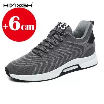 2025 Весна Невидимая Высота Мужская Обувь Дышащая и Удобная Воздушная Сетка Модные Кроссовки Для Отдыха Мужская Обувь 37 чёрный