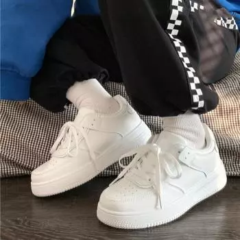 2025 Весна Новая детская мода Мягкие белые кроссовки для мальчиков Корейский стиль Студенческие легкие кроссовки на шнуровке для девочек Универсальные 35 белый