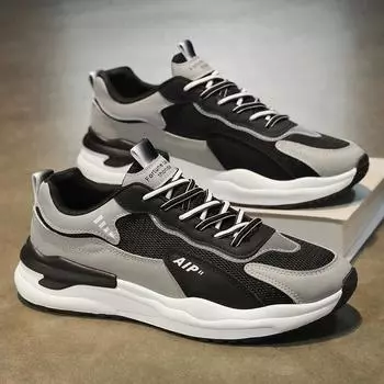 2025 Весна Новые модные мужские туфли Дышащие спортивные туфли Мужские повседневные беговые мужские 39 чёрный
