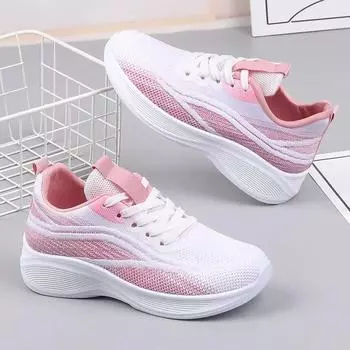 2025 Весна Новые женские кроссовки Осенние модные дышащие легкие нескользящие износостойкие повседневные кроссовки на шнуровке 36 чёрный