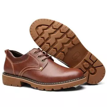 2025 Весна Осень Натуральная Кожа Обувь Мужские Броги Плоские Деловой Стиль Коровья Кожа Модный Бренд Мужской Обуви Черный Коричневый 39 чёрный
