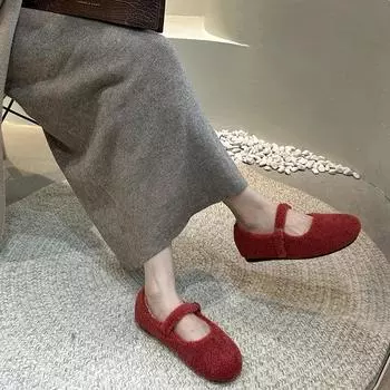 2025 Весна Осень Теплые Меховые Женские Плоские Туфли Повседневные Небольшие Женские Комфортные Мягкие Подошвы Домашние Хлопковые Туфли 35 хаки