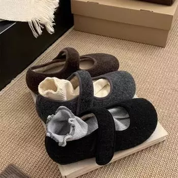 2025 Весна Осень Теплые Женские Туфли Мэри Джейн Небольшие Туфли Лаконичные Уличные Туфли На Мягкой Подошве Плоские Туфли 35 серый