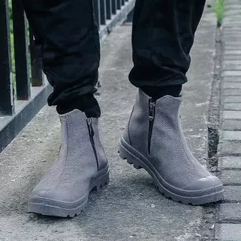 2025 Весна Осень Тканевые Туфли Мужские Ботильоны Одиночные Плоские Нескользящие Дышащие Брендовые Мужские Туфли Плюс Размер 45 39 серый