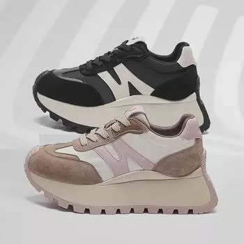 2025 Весна Ретро Толстая Подошва Увеличивающая Женские Повседневные Вафельные Туфли 40 розовый