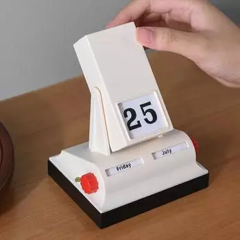 2025 Винтажный Вечный Настольный Календарь Перекидной Ежегодный Вечный Календарь Месяц Дата Дисплей Настольный Декор Для Ежедневного Офиса Домашнего Декора бежевый