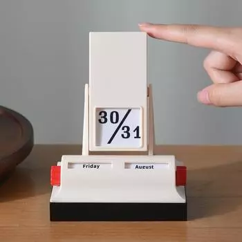 2025 Винтажный Вечный Настольный Календарь Перекидной Ежегодный Вечный Календарь Месяц Дата Дисплей Настольный Декор Для Ежедневного Офиса Домашнего Декора бежевый