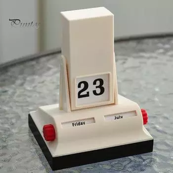 2025 Винтажный Вечный Настольный Календарь Перекидной Ежегодный Вечный Календарь Месяц Дата Дисплей Настольный Декор Для Ежедневного Офиса Домашнего Декора бежевый