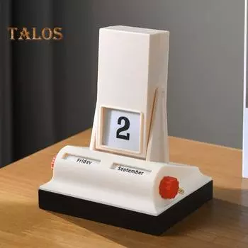 2025 Винтажный Вечный Настольный Календарь Перекидной Ежегодный Вечный Календарь Месяц Дата Дисплей Настольный Декор Для Ежедневного Офиса Домашнего Декора бежевый