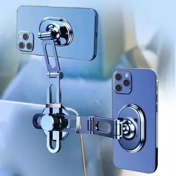 2025 Выдвижной магнитный автомобильный держатель для телефона, подставка, вращающийся на 1080 градусов, магнитный кронштейн для смартфона для iPhone 15 14 13 12 Pro Samsung Xiaomi чёрный