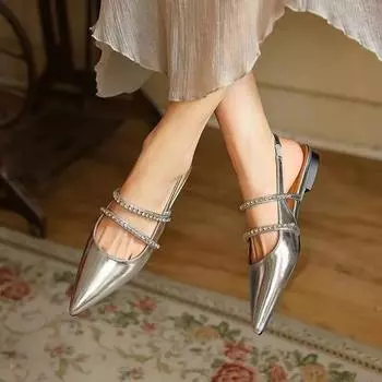 2025 Высококачественная женская обувь Baotou Женские сандалии Модные кристальные офисные и карьерные новые туфли на каблуках для женщин Zapatos Mujer 35 бежевый