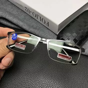 2025 Высококачественные мужские металлические очки для чтения с защитой от синего света для людей среднего и пожилого возраста - Защита от излучения для мобильного использования +150