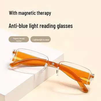 2025 Высококачественные очки для чтения с магнитотерапией и защитой от синего света для людей среднего и пожилого возраста Flat light оранжевый